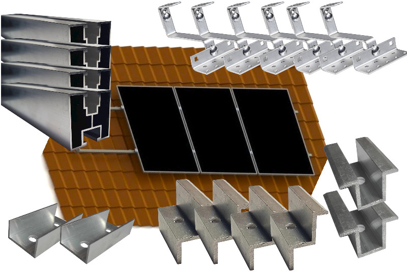 Montageset für 2 Photovoltaikpaneele - 24 Teile. 0% MwsT