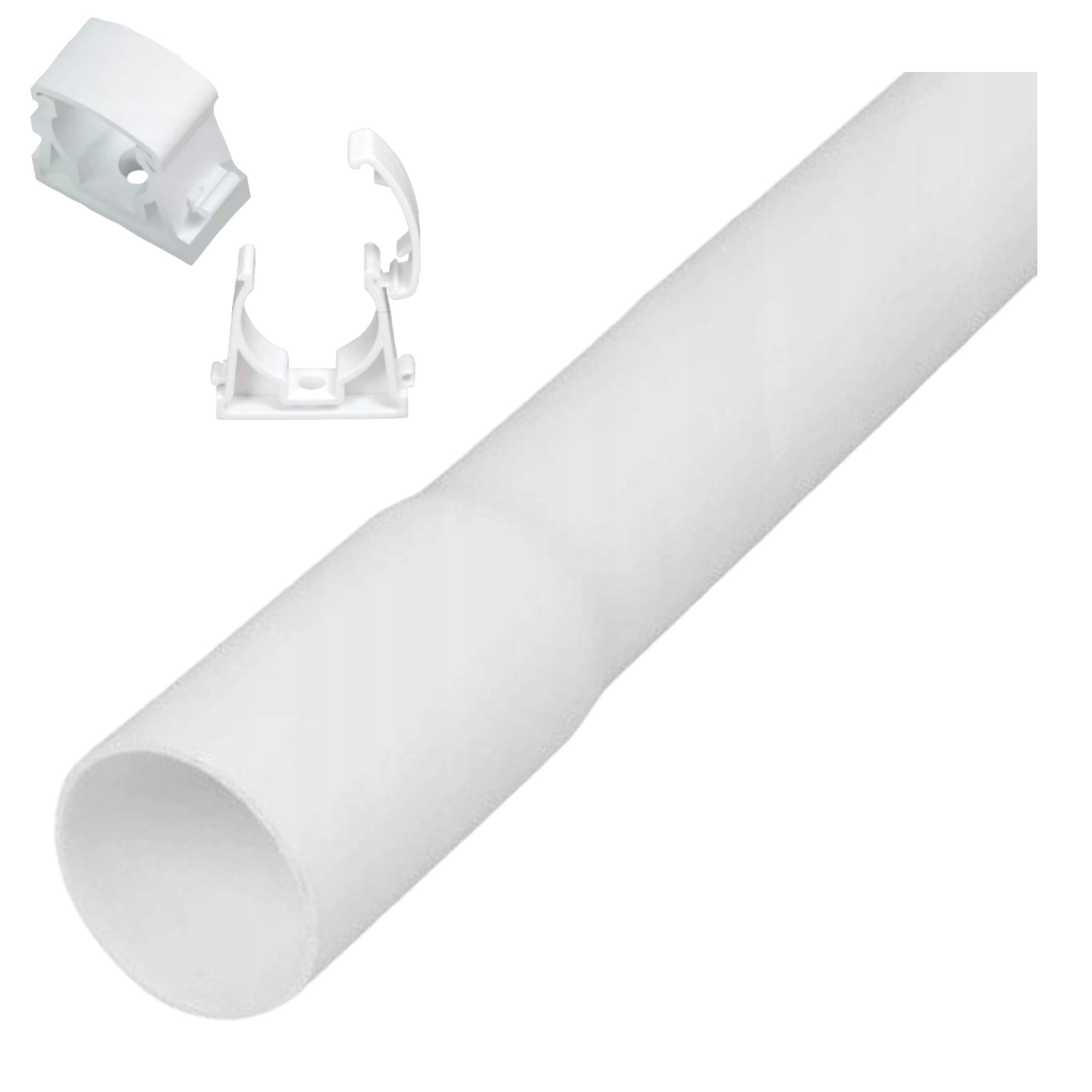 Elektrorohr  gerillte Elektroinstallationsrohr 2m Durchmesser 18mm Weiß + 2x Halterung