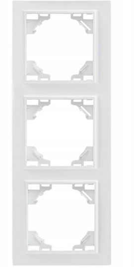 QUADRA Dreifach-Rahmen aus weißem Kunststoff mit vertikalem Schalter.