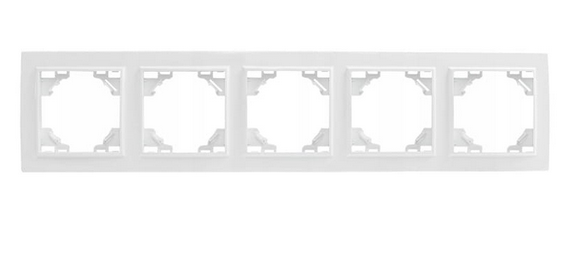 QUADRA Fünffach-Rahmen Weiß Horizontal Schalter.