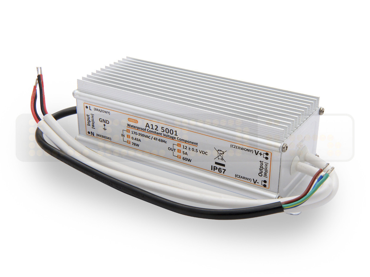 12V 60W DC Netzteil für LED-Strips 5A stabilisiert Strip Trafo LED-Stromversorgung, 12V, LED-NETZTEILE / TRAFOS